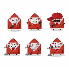 A Cute Cartoon design concept of red love envelope singing a famous song