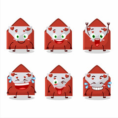 Cartoon character of red love envelope with smile expression