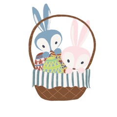 イースター_復活祭_うさぎ_エッグ_卵_バスケット_ピンク_ブルー