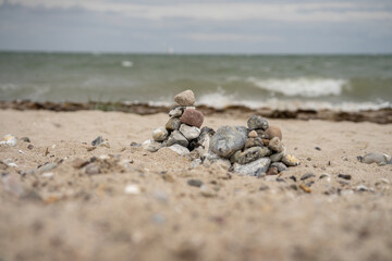 stack of stones at the beach