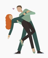 Vector illustration of a dancing couple in love. Can be used to create your own designs for cards, banners, posters for valentine's day.