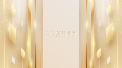 Luxury background and golden line elements with glitter light effects decorations.