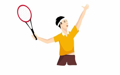 Tennis player in yellow t shirt vector isolated on white