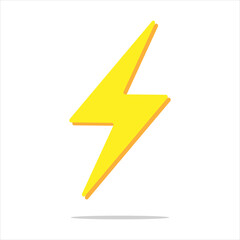 Yellow orange thunder and bolt lighting flash. Vector icon. Cartoon minimal style