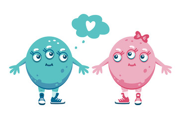 A pair of monsters in love. Vector illustration on the theme of valentine's day.