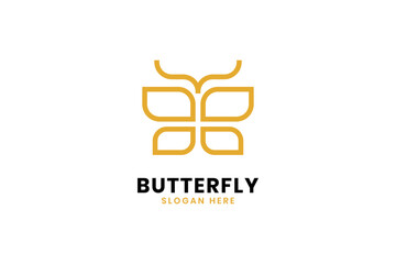 Butterfly logo. Luxury line logotype design. Universal premium butterfly symbol logotype.