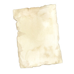 Watercolor illustration of old paper sheet isolated on white background.