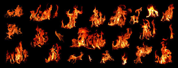 bonfire on a black background Various types of thermal energy that burn fuel at night