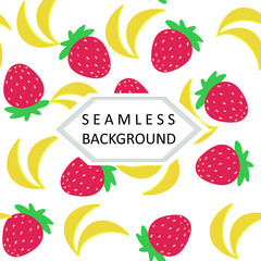 
Seamless background. Strawberry banana. Wallpapers, invitations, postcards, scrapbooking, web graphics, decorations, advertising, paper, fabric, packaging.EPS10.