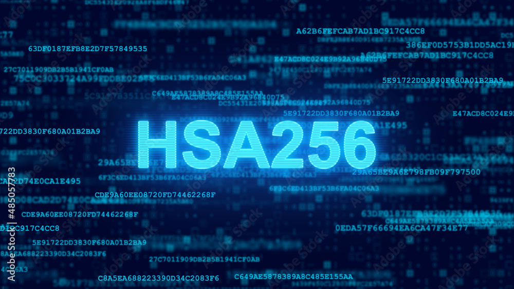 Poster hsa256 cryptographic signature computer code futuristic backdrop