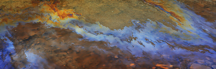 multicolored spot gasoline abstract background, abstract oil spill on water