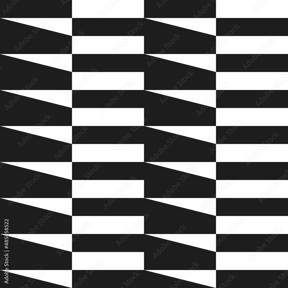 Poster Black and white checker pattern. Simple shapes vector chess pattern.