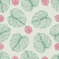 seamless background with tropical leaves