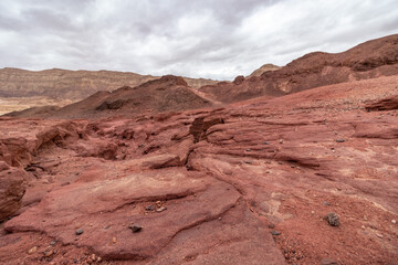 View of red desert rocks in Timna natural park in Negev, Eilat, Israel
