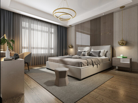3d render of bedroom, hotel room