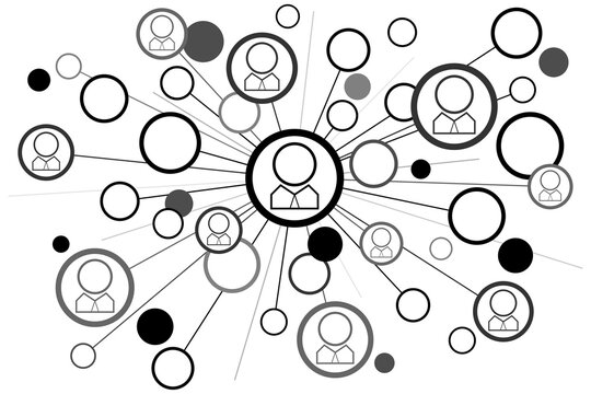 R&eacute;seaux Sociaux Communaut&eacute; Noir Gris Fond Blanc