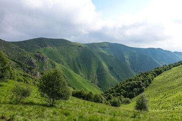 The high-mountain road to the tract of Jily-Su. Caucasus. Kabardino-Balkaria. Russia.