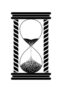 Sand clock isolated on white background
