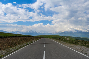 Fototapeta premium The high-mountain road to the tract of Jily-Su. Caucasus. Kabardino-Balkaria. Russia.