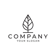 leaf drop line logo design