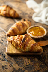 Homemade croissants with orange marmalade