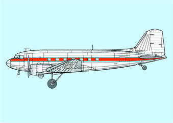 Zweimotoriges Passagierflugzeug DC-3