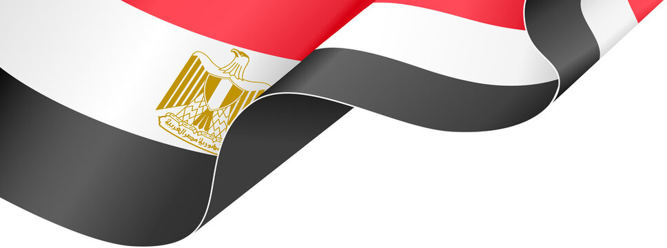 Corner waving Egypt flag  isolated  on png or transparent background,Symbol of Egypt,template for banner,card,advertising ,promote,and business matching country poster, vector illustration
