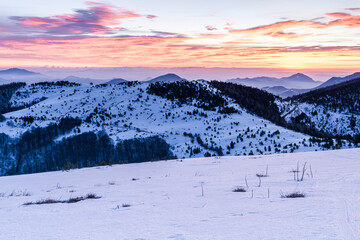 Winter mountain landscape (sunrise)