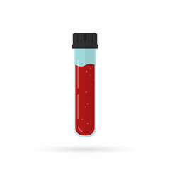 Medical test tube icon. Test tube full of blood. Isolated flat vector illustration.
