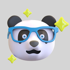 panda wearing funny glasses emoticon cartoon 3d render illustration © nawaitgraph
