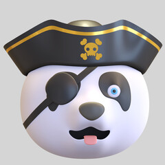 panda wearing pirates hat emoticon cartoon 3d render illustration © nawaittgraph
