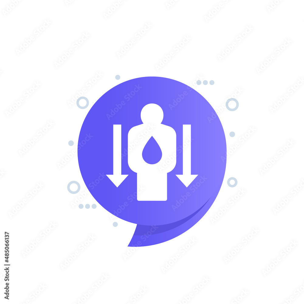 Poster dehydration, low body water vector icon