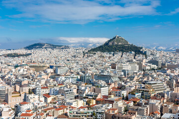 Greece Athens in the morning, view of the city and Lycabitus, cityscape,