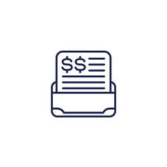 Invoice or paycheck line icon