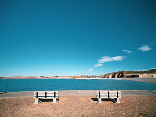 名洗港海浜公園と屏風ヶ浦の風景　銚子市