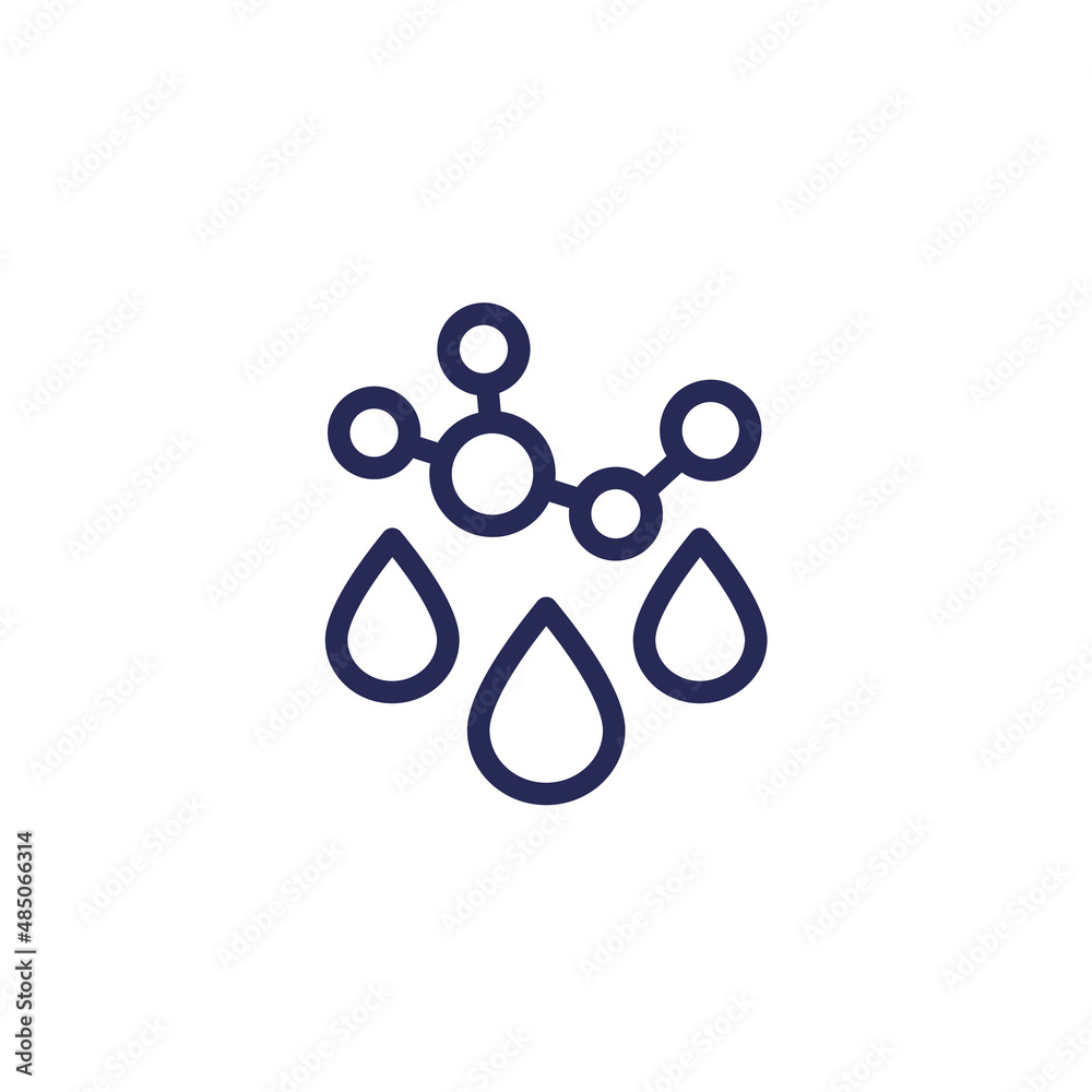 Poster acid rain, chemicals in water line icon