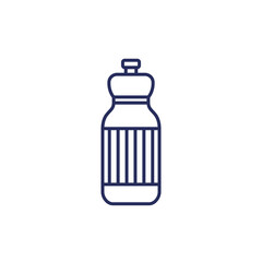 Reusable bottle for water line icon on white