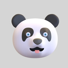 Fototapeta premium happy smile panda face emoticon cartoon 3d render illustration