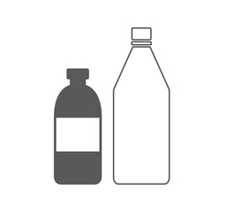 Glass Bottle and Plastic bottle icon isolated on white background. Vector illustration.