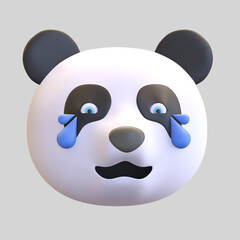 laughing panda face emoticon cartoon 3d render illustration © nawaittgraph