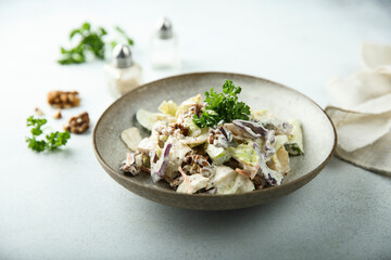 Chicken salad with walnut and celery