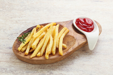 French fried potato over board