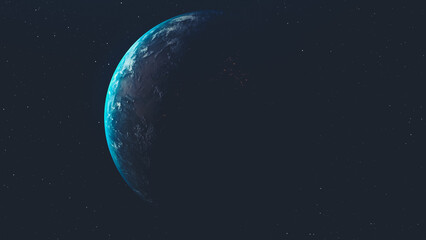 Planet earth globe view from spaceflight with realistic earth surface from space and world map as...