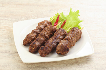 Beef kebab skewer minced meat