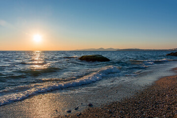 Fototapeta na wymiar Greece Aegean sea, Athens promenade, beautiful sunset