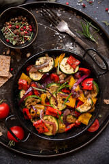 Grilled cooked assorted vegetables with herbs and spices