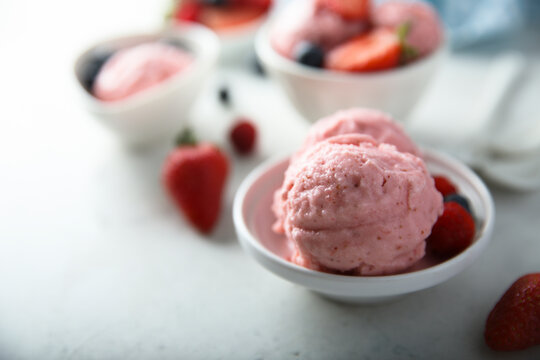 Homemade red berry ice cream