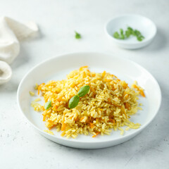 Homemade vegetarian rice with carrot