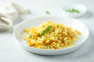 Homemade vegetarian rice with carrot