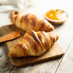 Homemade croissants with orange marmalade
